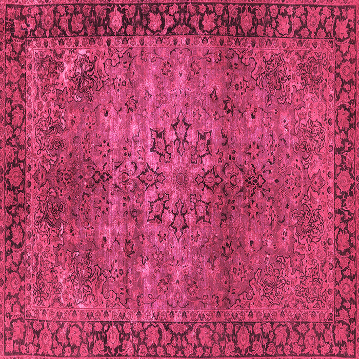 Square Machine Washable Oriental Pink Industrial Rug, wshurb1209pnk