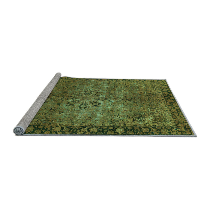 Sideview of Machine Washable Oriental Light Blue Industrial Rug, wshurb1209lblu