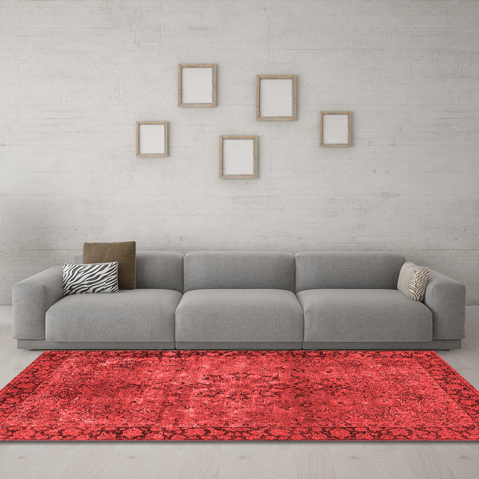 Industrial Red Washable Rugs