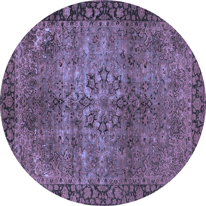 Round Oriental Blue Industrial Rug, urb1209blu