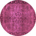 Round Oriental Purple Industrial Rug, urb1209pur