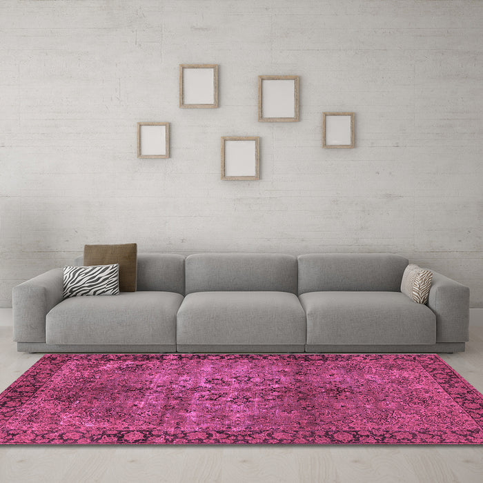 Machine Washable Oriental Purple Industrial Area Rugs in a Living Room, wshurb1209pur