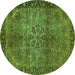 Round Oriental Turquoise Industrial Rug, urb1209turq