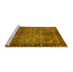 Sideview of Machine Washable Oriental Yellow Industrial Rug, wshurb1209yw
