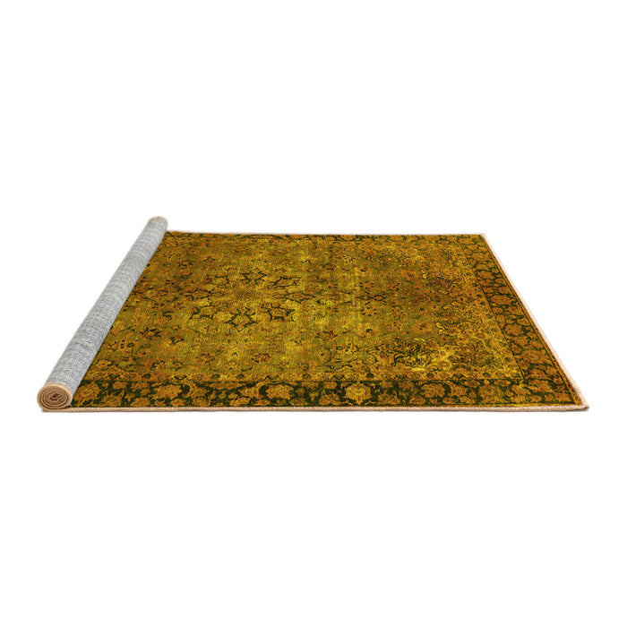 Sideview of Machine Washable Oriental Yellow Industrial Rug, wshurb1209yw