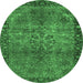 Round Oriental Emerald Green Industrial Rug, urb1209emgrn