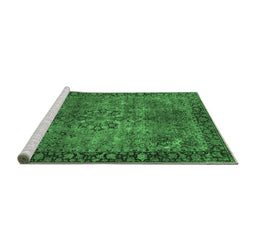 Sideview of Machine Washable Oriental Emerald Green Industrial Area Rugs, wshurb1209emgrn