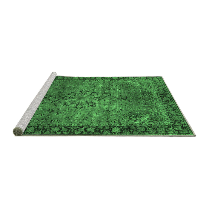 Sideview of Machine Washable Oriental Emerald Green Industrial Area Rugs, wshurb1209emgrn