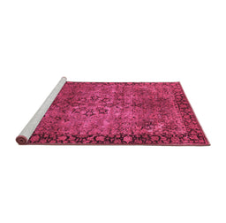 Sideview of Machine Washable Oriental Pink Industrial Rug, wshurb1209pnk
