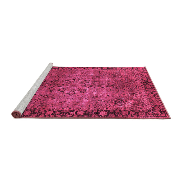 Sideview of Machine Washable Oriental Pink Industrial Rug, wshurb1209pnk