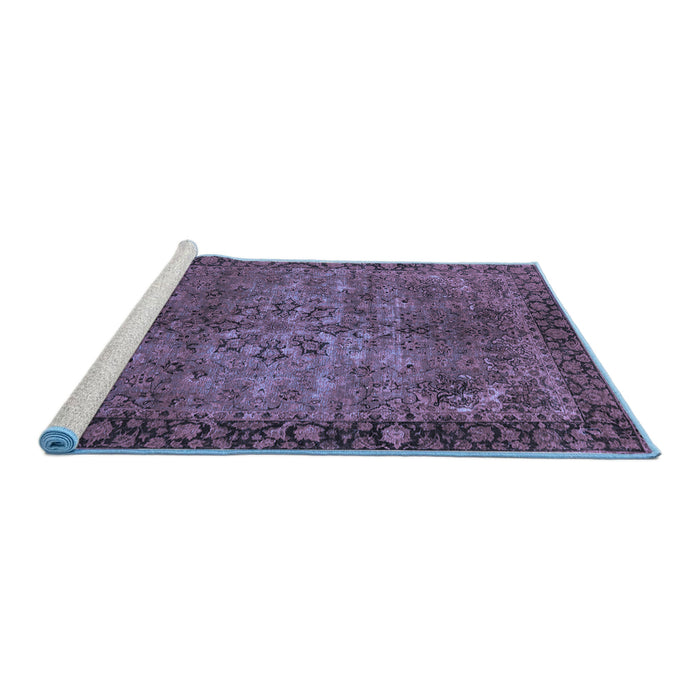 Sideview of Machine Washable Oriental Blue Industrial Rug, wshurb1209blu