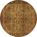 Round Oriental Brown Industrial Rug, urb1209brn