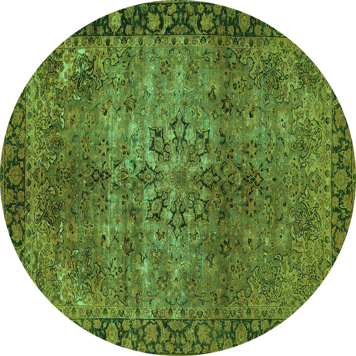 Round Machine Washable Oriental Turquoise Industrial Area Rugs, wshurb1209turq