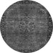 Round Machine Washable Oriental Gray Industrial Rug, wshurb1209gry