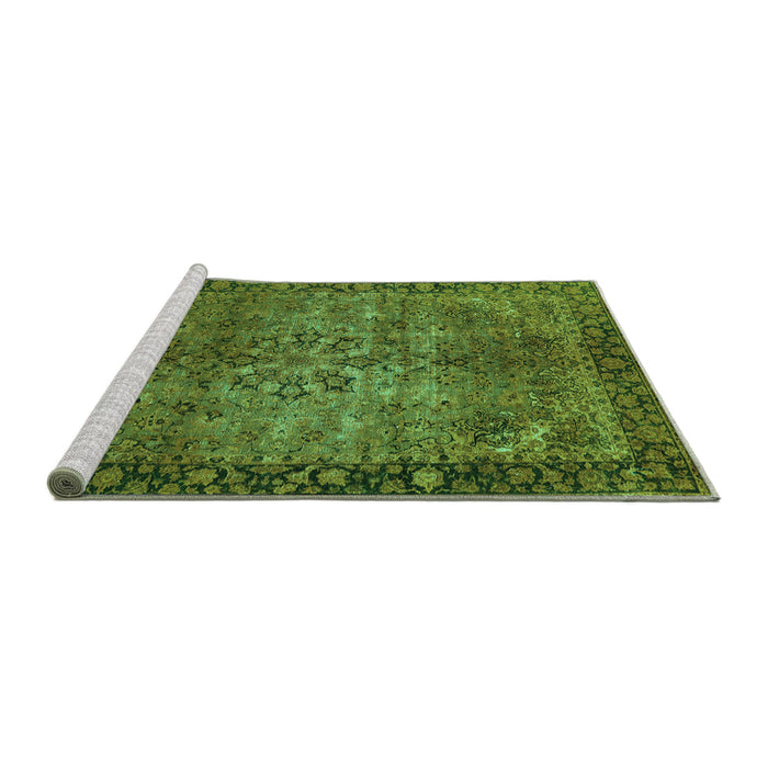 Sideview of Machine Washable Oriental Turquoise Industrial Area Rugs, wshurb1209turq