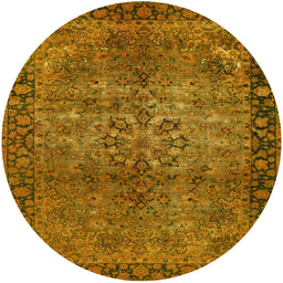 Round Machine Washable Industrial Modern Orange Rug, wshurb1209