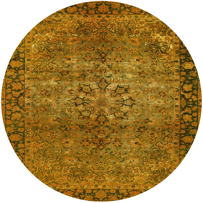 Round Machine Washable Industrial Modern Orange Rug, wshurb1209