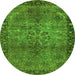 Round Oriental Green Industrial Rug, urb1209grn