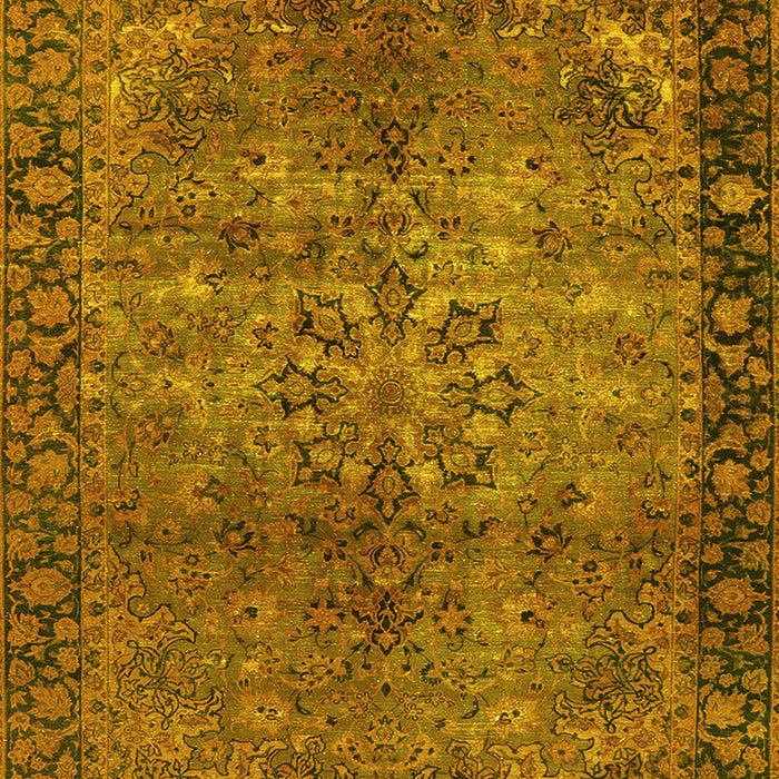 Machine Washable Oriental Yellow Industrial Rug, wshurb1209yw