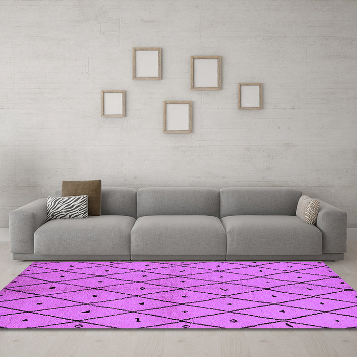 Machine Washable Solid Purple Modern Area Rugs in a Living Room, wshurb1210pur