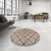 Round Mid-Century Modern Dark Almond Brown Solid Rug in a Office, urb1210