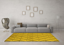 Machine Washable Solid Yellow Modern Rug in a Living Room, wshurb1210yw