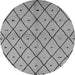 Round Machine Washable Solid Gray Modern Rug, wshurb1210gry