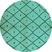 Round Machine Washable Solid Turquoise Modern Area Rugs, wshurb1210turq