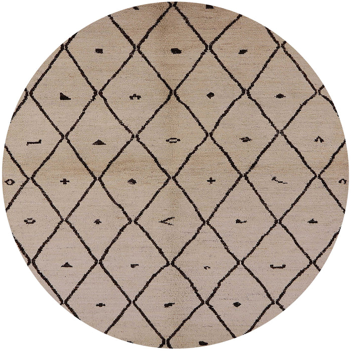 Round Mid-Century Modern Dark Almond Brown Solid Rug, urb1210