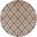 Round Mid-Century Modern Dark Almond Brown Solid Rug, urb1210