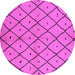 Round Machine Washable Solid Pink Modern Rug, wshurb1210pnk
