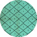 Round Solid Turquoise Modern Rug, urb1210turq