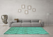 Machine Washable Solid Turquoise Modern Area Rugs in a Living Room,, wshurb1210turq