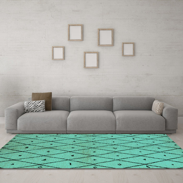 Machine Washable Solid Turquoise Modern Area Rugs in a Living Room,, wshurb1210turq