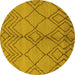 Round Machine Washable Solid Yellow Modern Rug, wshurb1211yw