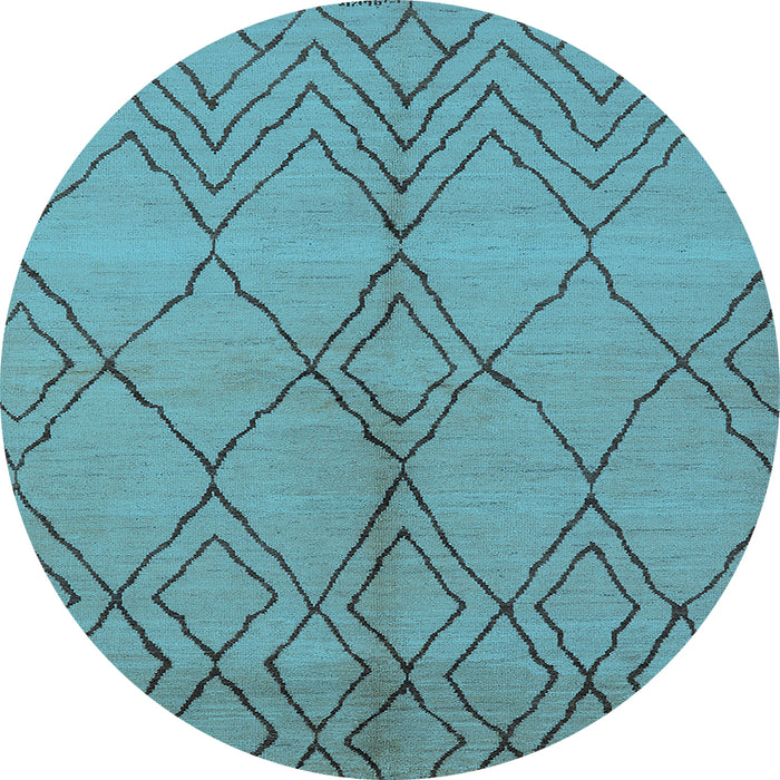 Round Machine Washable Solid Light Blue Modern Rug, wshurb1211lblu