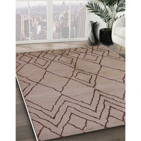 Mid-Century Modern Khaki Rose Pink Solid Rug, urb1211