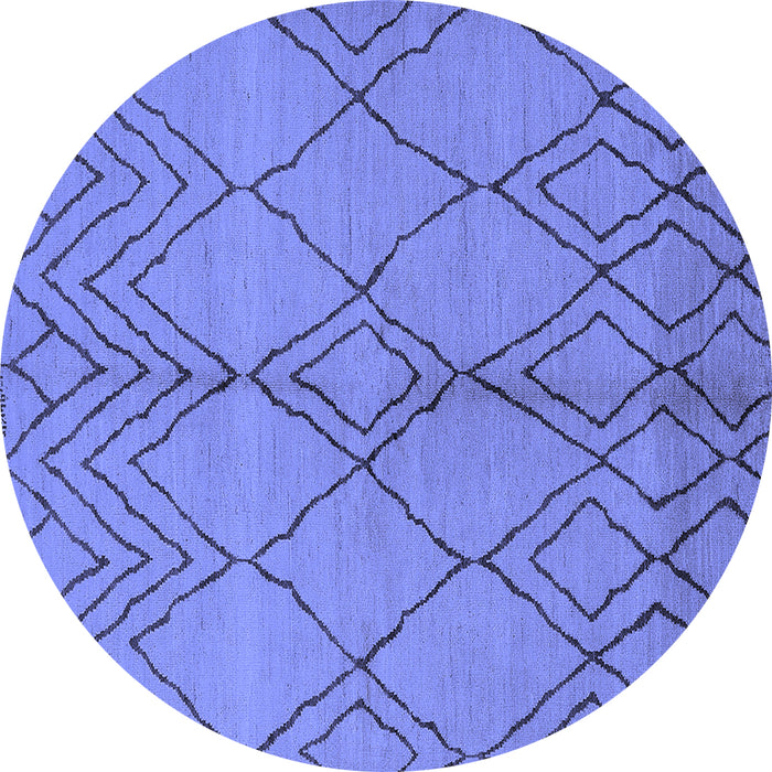 Round Machine Washable Solid Blue Modern Rug, wshurb1211blu