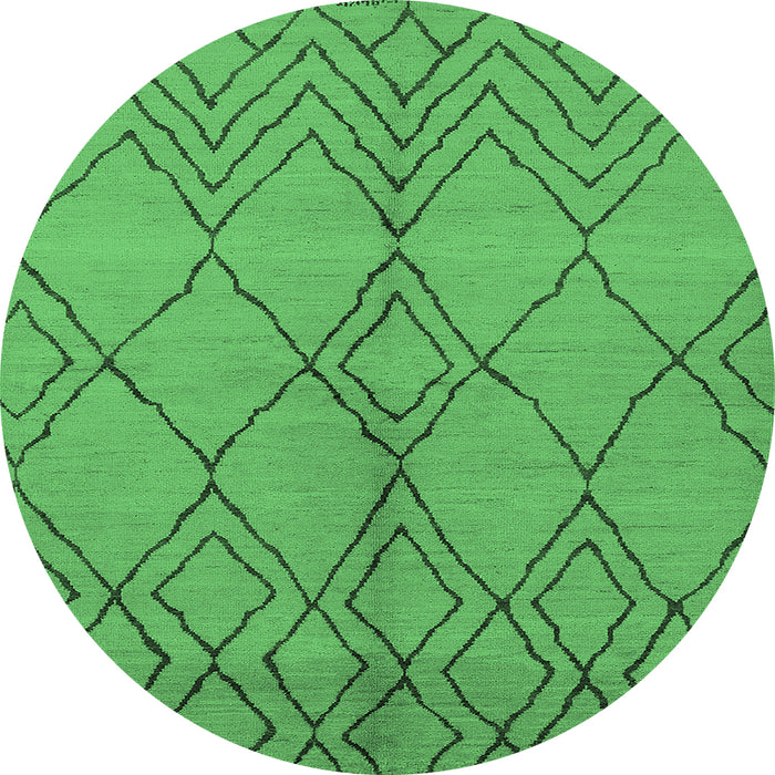 Round Machine Washable Solid Emerald Green Modern Area Rugs, wshurb1211emgrn
