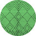 Round Machine Washable Solid Emerald Green Modern Area Rugs, wshurb1211emgrn