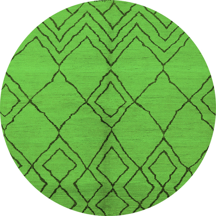 Round Solid Green Modern Rug, urb1211grn