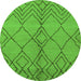 Round Solid Green Modern Rug, urb1211grn