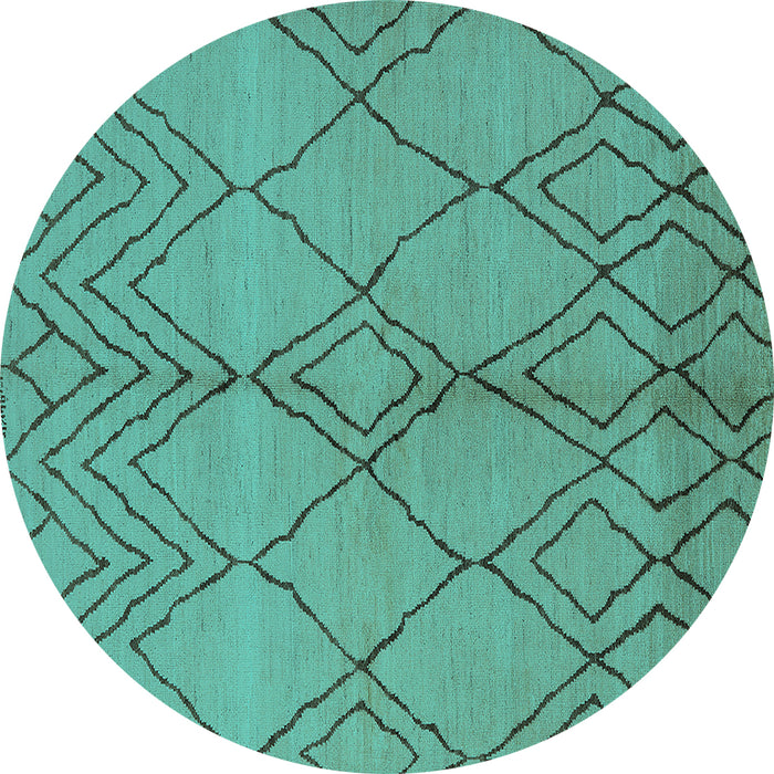Round Machine Washable Solid Turquoise Modern Area Rugs, wshurb1211turq