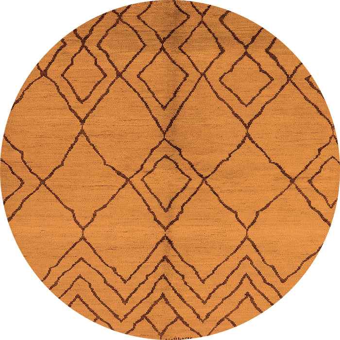 Round Machine Washable Solid Orange Modern Area Rugs, wshurb1211org