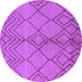 Round Machine Washable Solid Purple Modern Area Rugs, wshurb1211pur