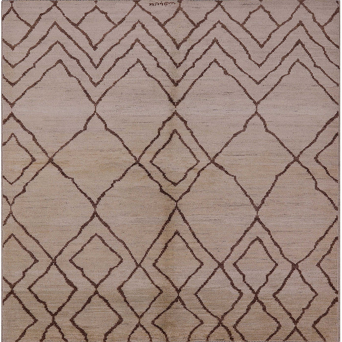 Square Mid-Century Modern Khaki Rose Pink Solid Rug, urb1211