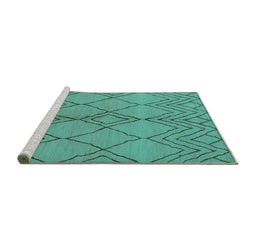Sideview of Machine Washable Solid Turquoise Modern Area Rugs, wshurb1211turq