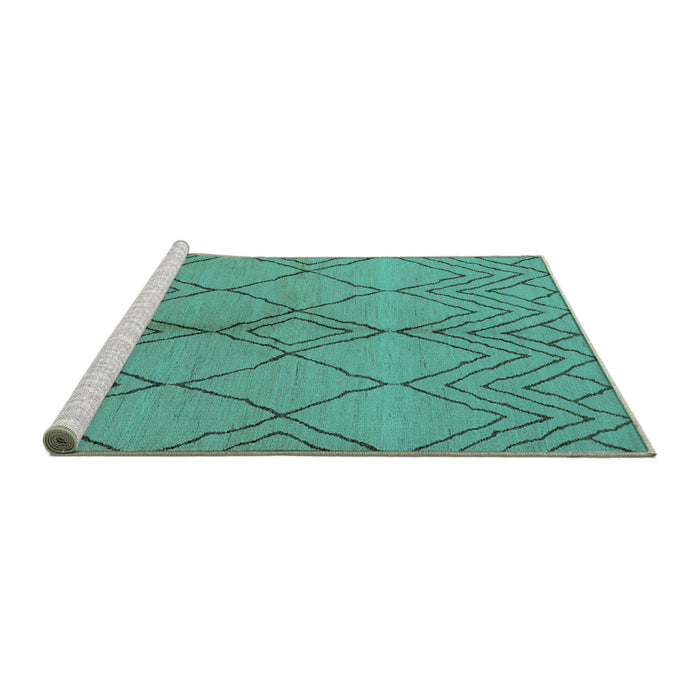 Sideview of Machine Washable Solid Turquoise Modern Area Rugs, wshurb1211turq