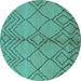 Round Solid Turquoise Modern Rug, urb1211turq