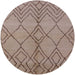 Round Mid-Century Modern Khaki Rose Pink Solid Rug, urb1211